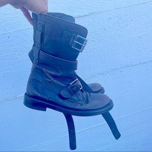 Old CELINE brown buckle motorcycle boots 36.5 6.5